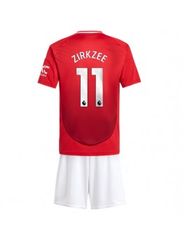 Otroški Nogometna dresi replika Manchester United Joshua Zirkzee #11 Domači 2024-25 Kratek rokav (+ hlače)